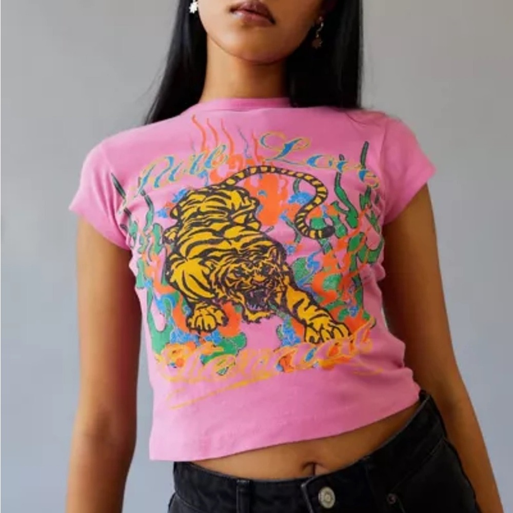 Urban outfitters Pink Graphic Tiger Print Women's Top